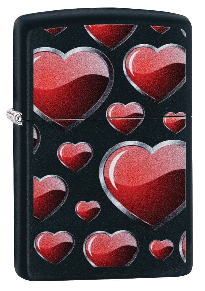 Zippo CI412306 218  Hearts Design Black Matte Windproof Lighter, Middle East Model, Black - OUTBACK