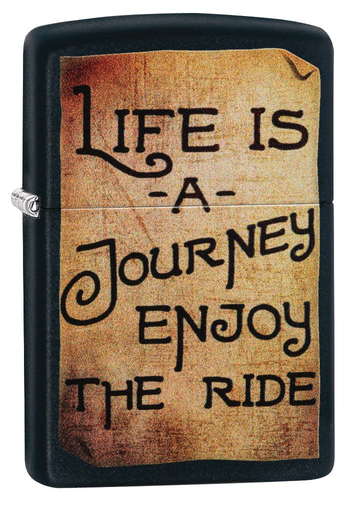 Zippo CI412260 218 Life Is A Journey Design Black Matte Windproof Lighter, Middle East Model, Black - OUTBACK