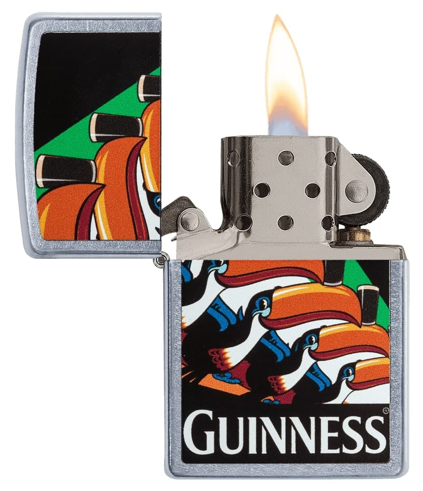 Zippo 29647 207 Guiness Design Street Chrome Windproof Lighter, Classic Model, Silver - OUTBACK