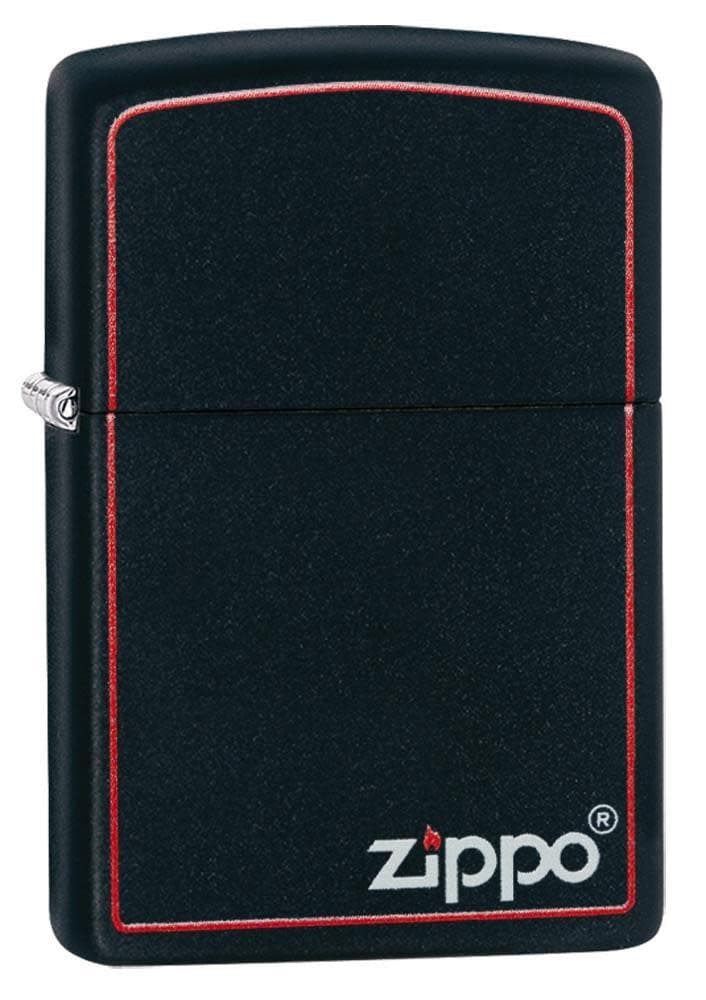 Zippo 218ZB Classic Zippo Logo with Red Border Black Matte Windproof Lighter, Classic Model, Black - OUTBACK