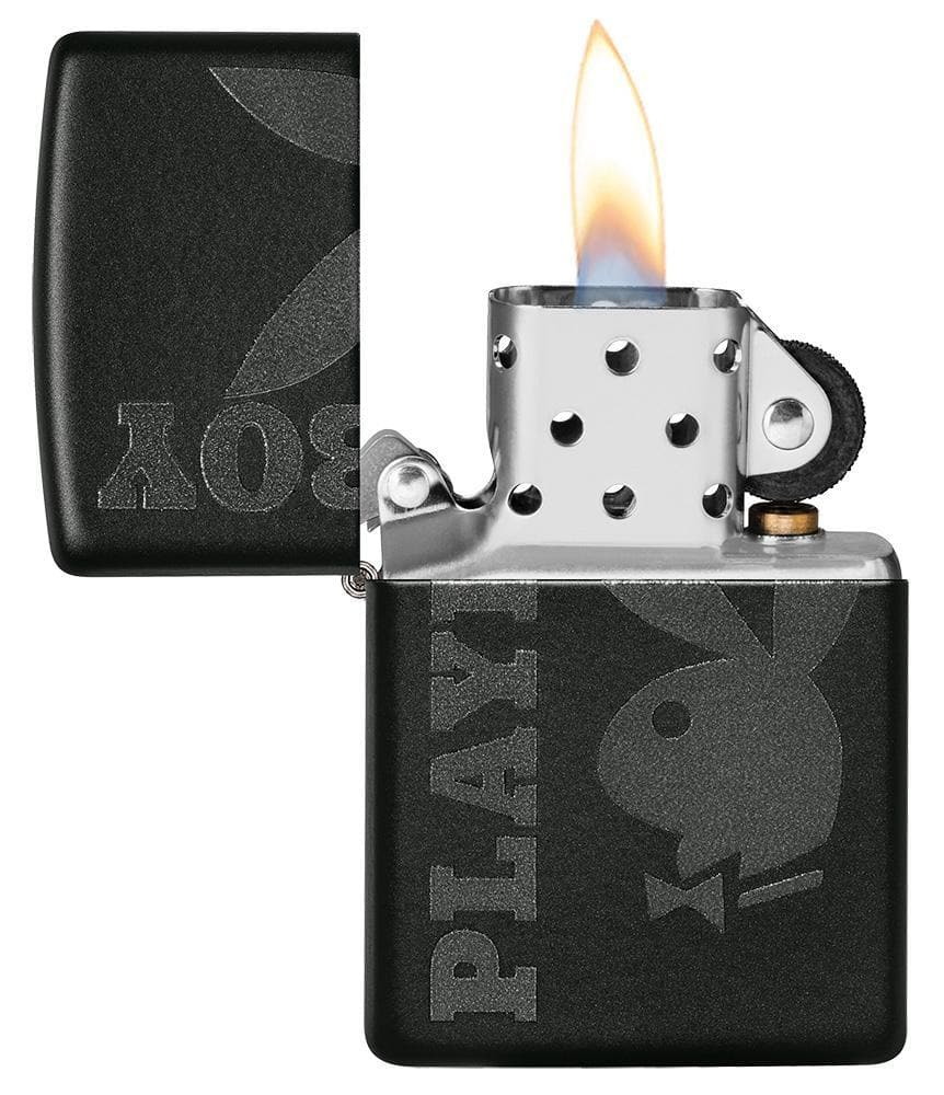 Zippo 49342 218 Playboy Logo Black Matte Windproof Lighter, Playboy Model, Black - OUTBACK