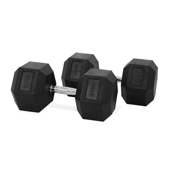 Ta Sports, Rubber Hex Dumbbell Pair 40Kg - Athletix.ae