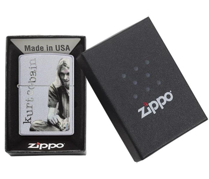 Zippo 29052 205 Kurt Cobain Satin Chrome Windproof Lighter, Classic Model, Silver - OUTBACK