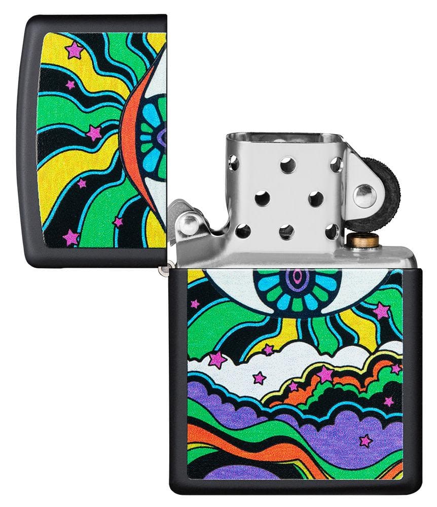 Zippo 49699 218 Black Light Eye Design Black Matte Windproof Lighter - OUTBACK