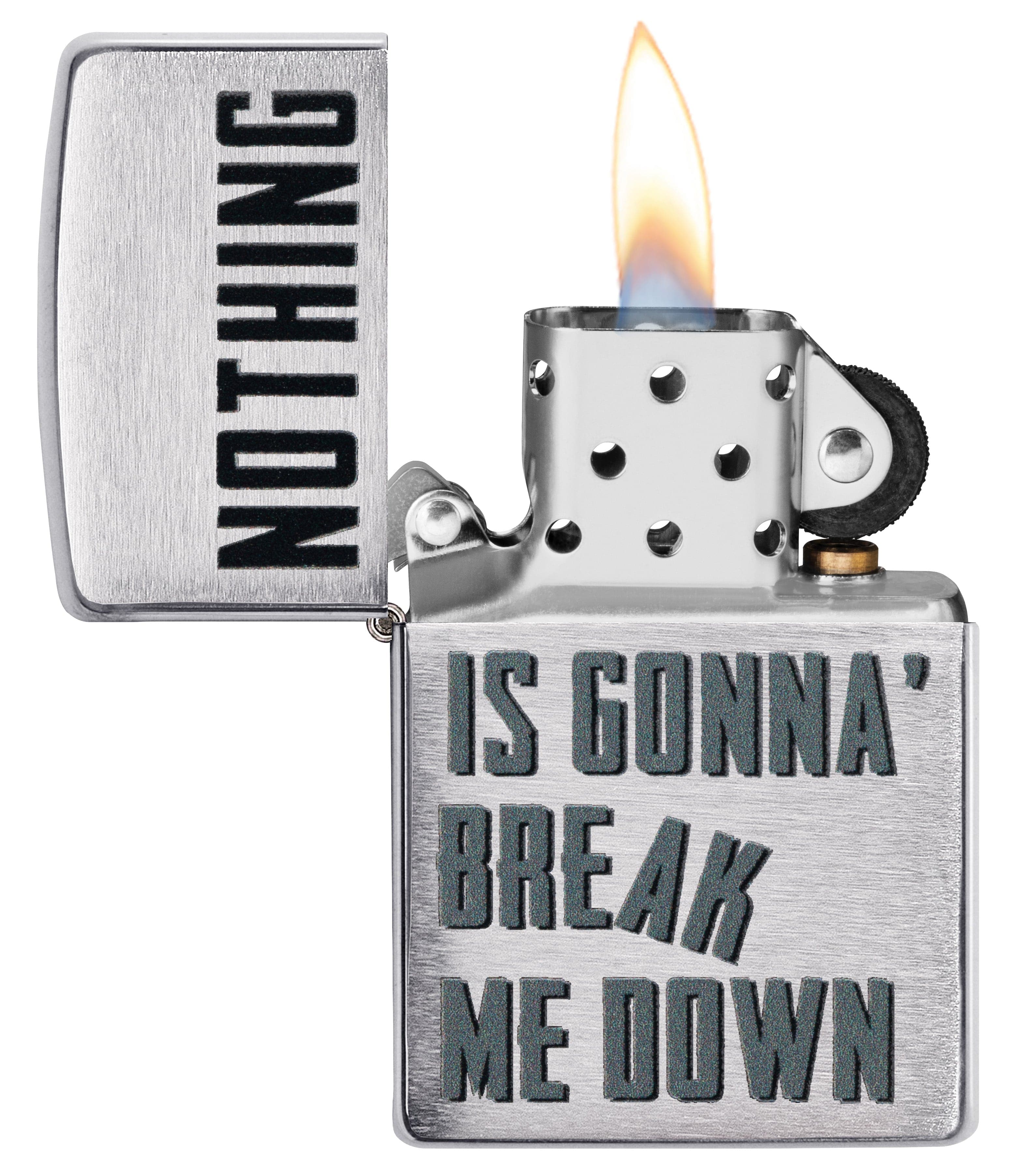 Zippo CI412261 200 Nothing Is Gonna Design Brushed Chrome Windproof Lighter, Middle East Model, Silver - OUTBACK