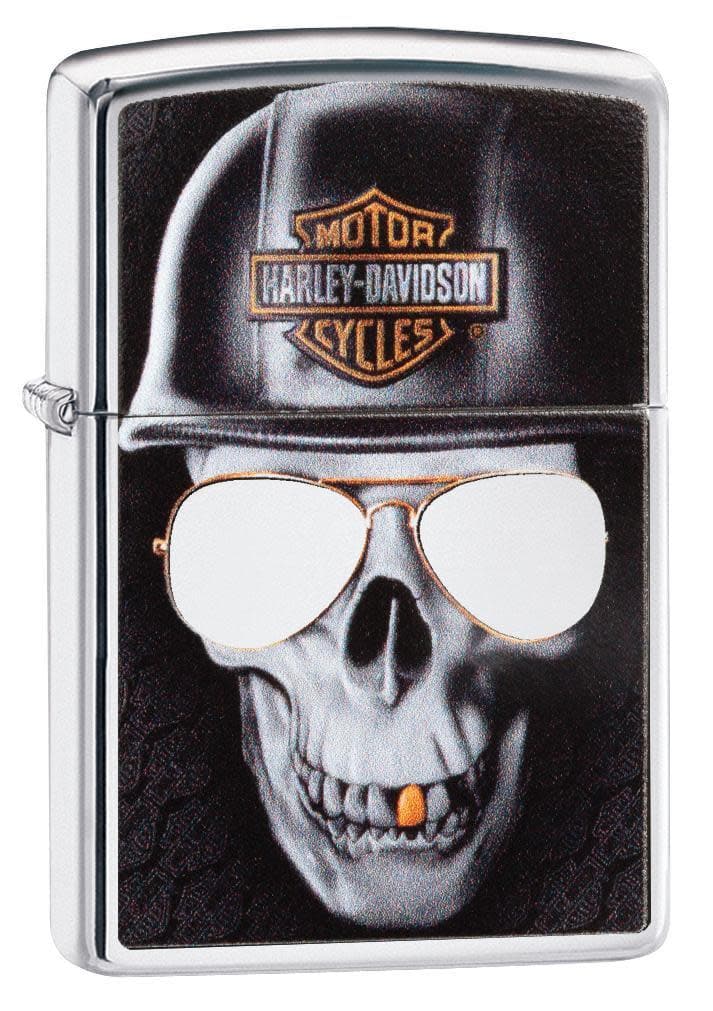 Zippo 29739 250 Harley-Davidson Skull High Polish Chrome Windproof Lighter, Harley-Davidson Model, Silver - OUTBACK