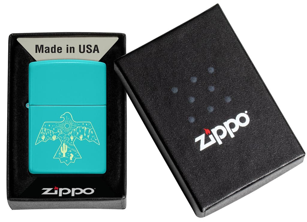 Zippo 48522 49454 Thunderbird Western Design Flat Turquoise Windproof Lighter - OUTBACK