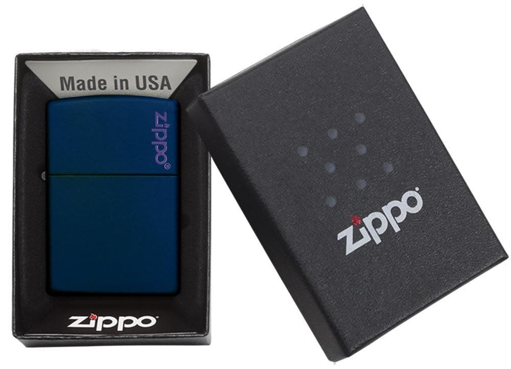 Zippo 239ZL Classic Navy Matte Zippo Logo Windproof Lighter, Classic Model, Blue - OUTBACK