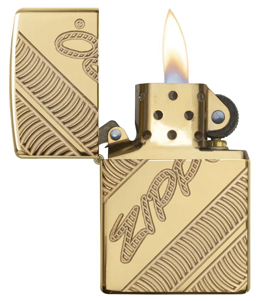 Zippo 29625 169 Zippo Coiled Armor High Polish Brass Windproof Lighter, Classic Model, Gold - OUTBACK