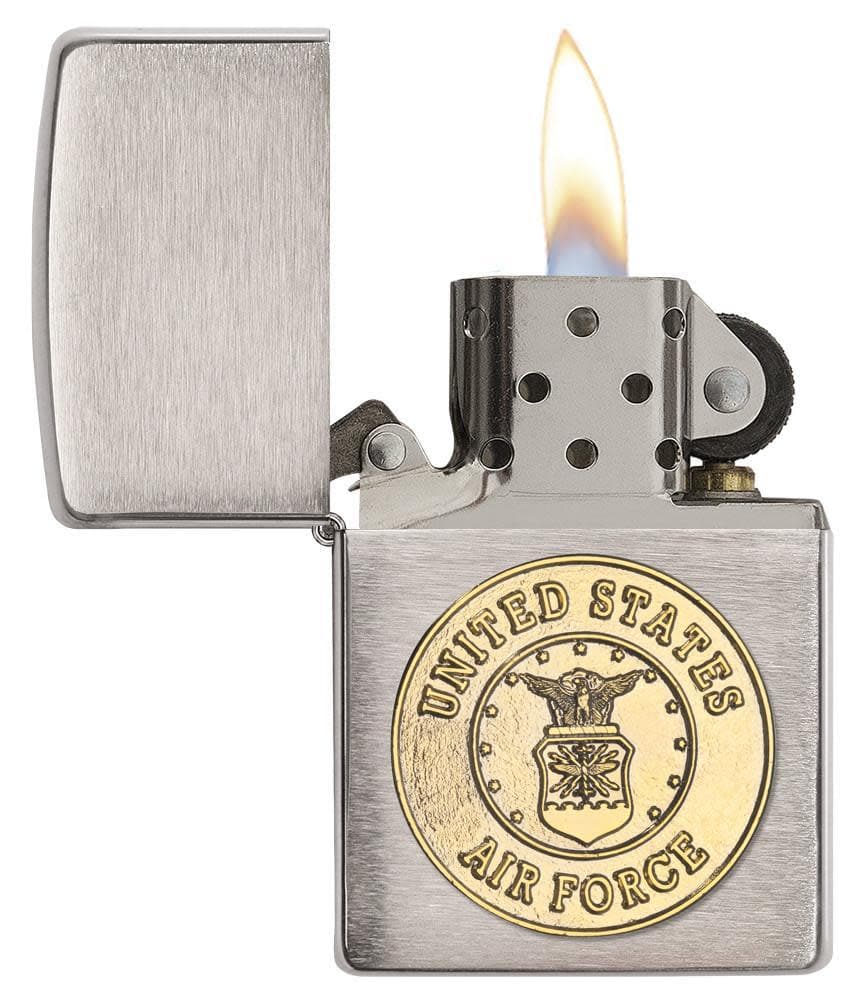 Zippo 280AFC U.S. Air Force Emblem Brushed Chrome Windproof Lighter, Classic Model, Silver - OUTBACK