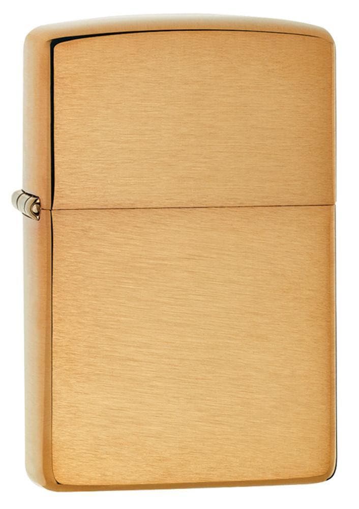 Zippo 204B Classic Brushed Brass Windproof, Classic Model, Brown - OUTBACK