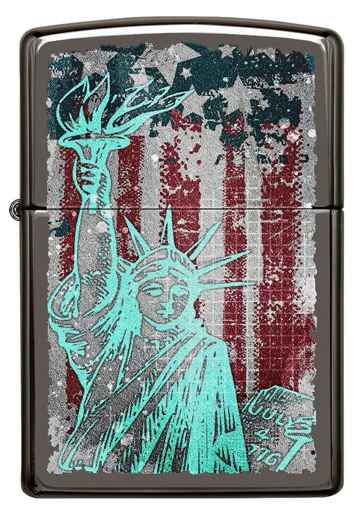 Zippo 49663 150 Statue Of Liberty Design Black Ice Windproof Lighter - OUTBACK