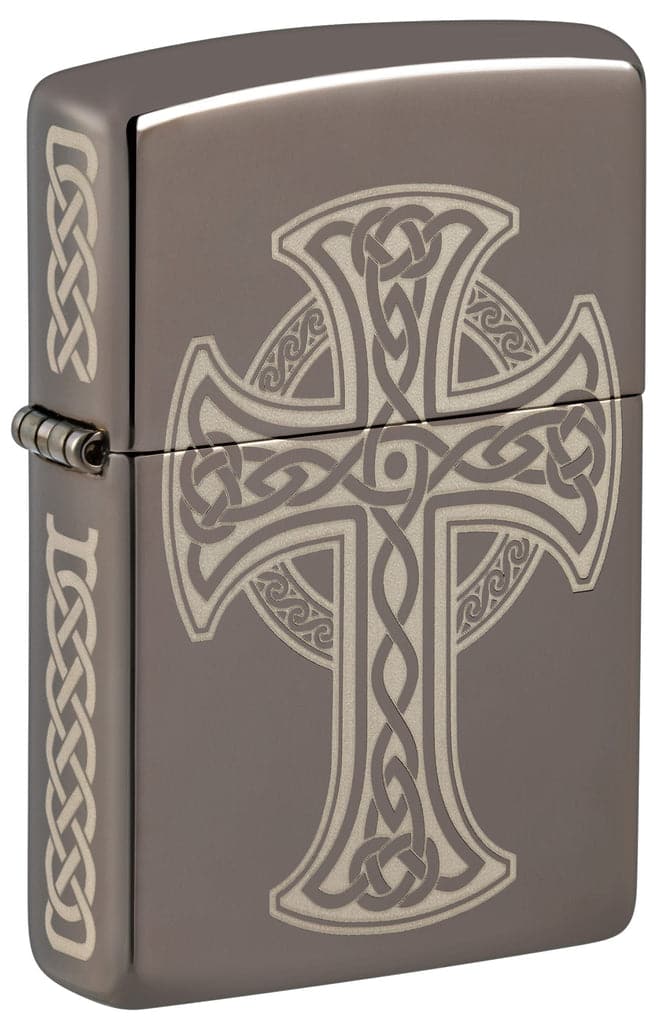 Zippo 48614 150 Celtic Cross Design Laser Engraved Black Ice Windproof Lighter - OUTBACK