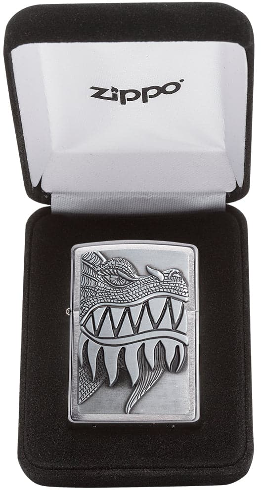 Zippo 28969 Fire Breathing Dragon Surprise Chrome Windproof Lighter, Classic Model, Silver - OUTBACK