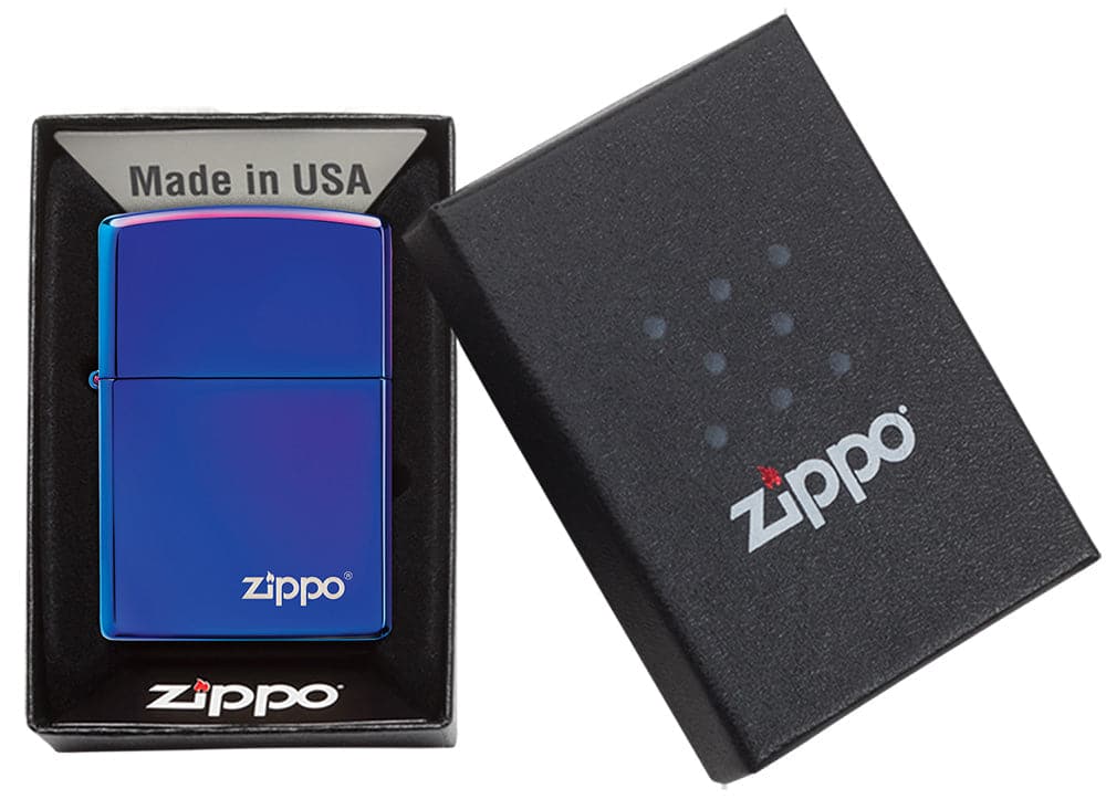 Zippo 29899ZL With Zippo Logo Windproof Lighter, Classic Model, Blue - OUTBACK