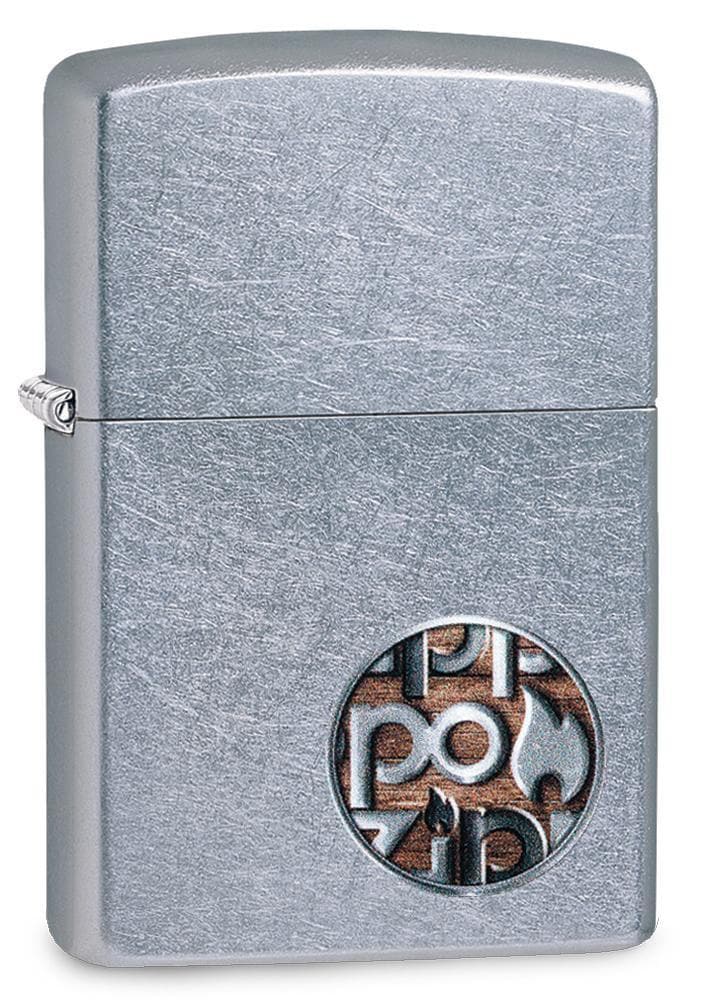 Zippo 29872 207 Zippo Button Logo Street Chrome Windproof Lighter, Classic Model, Silver - OUTBACK