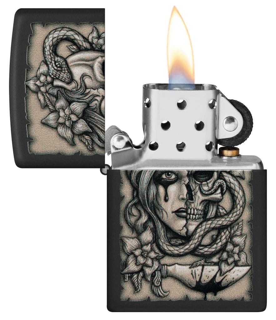 Zippo 48616 218 Gory Tattoo Design Black Matte Windproof Lighter - OUTBACK