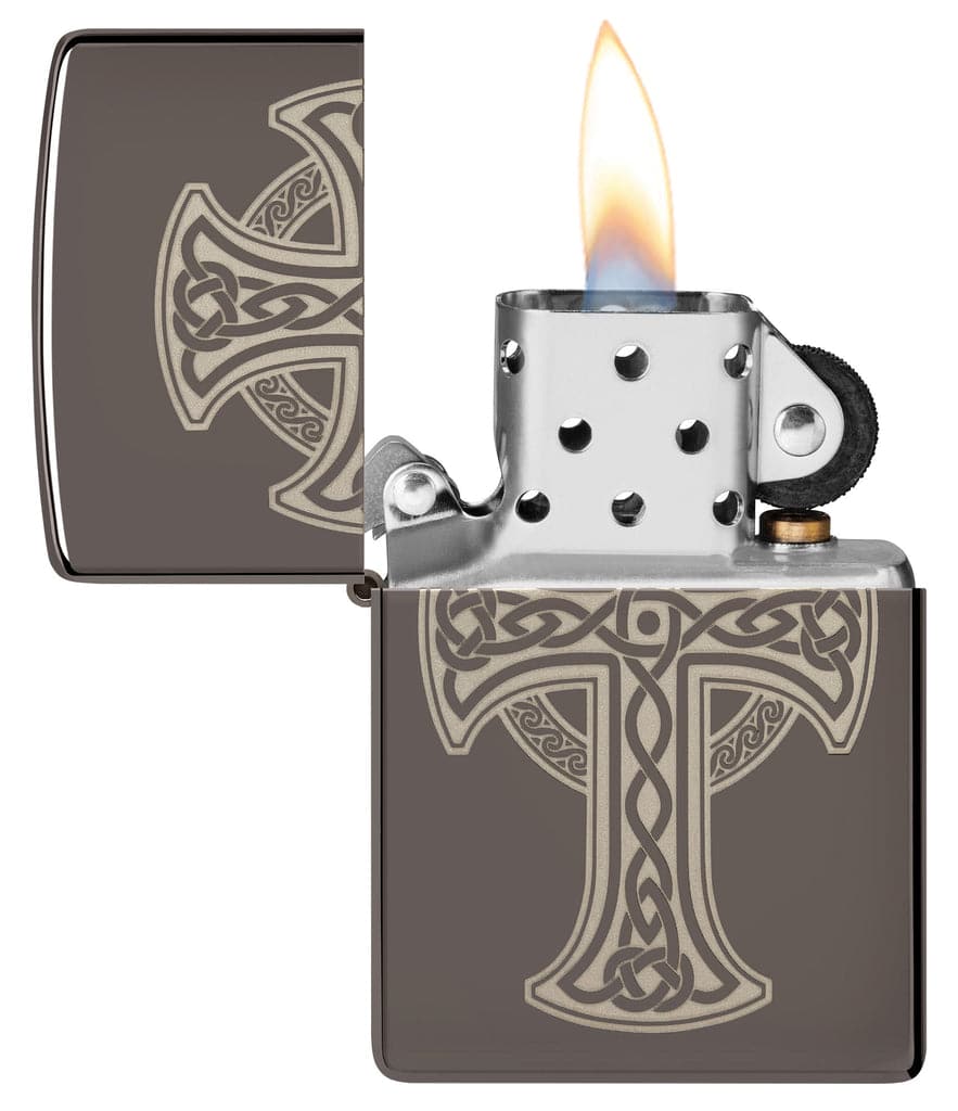 Zippo 48614 150 Celtic Cross Design Laser Engraved Black Ice Windproof Lighter - OUTBACK