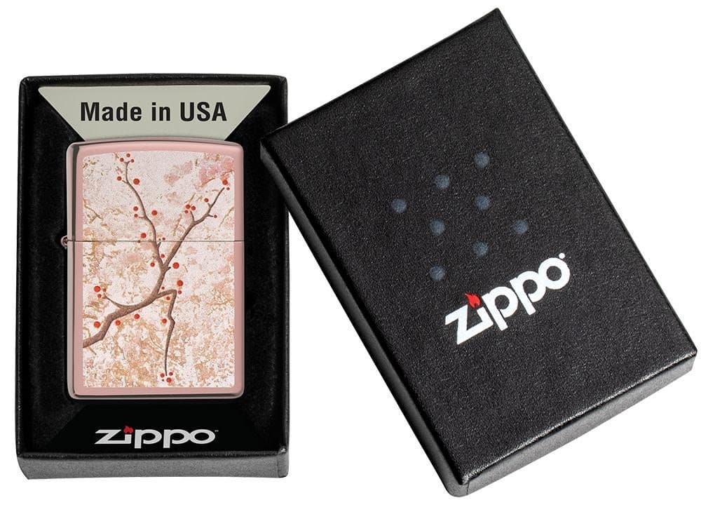 Zippo 49486 49190 Eastern Design Cherry Blossom High Polish Rose Gold Windproof Lighter - OUTBACK