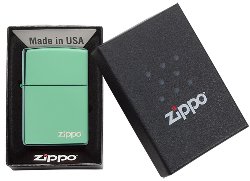 Zippo 28129ZL Classic High Polish Green Zippo Logo Windproof Lighter, Classic Model, Green - OUTBACK