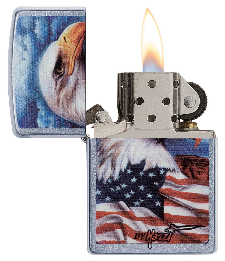 Zippo 24764 Mazzi Americana Eagle Chrome Windproof Lighter, Classic Model, Silver - OUTBACK