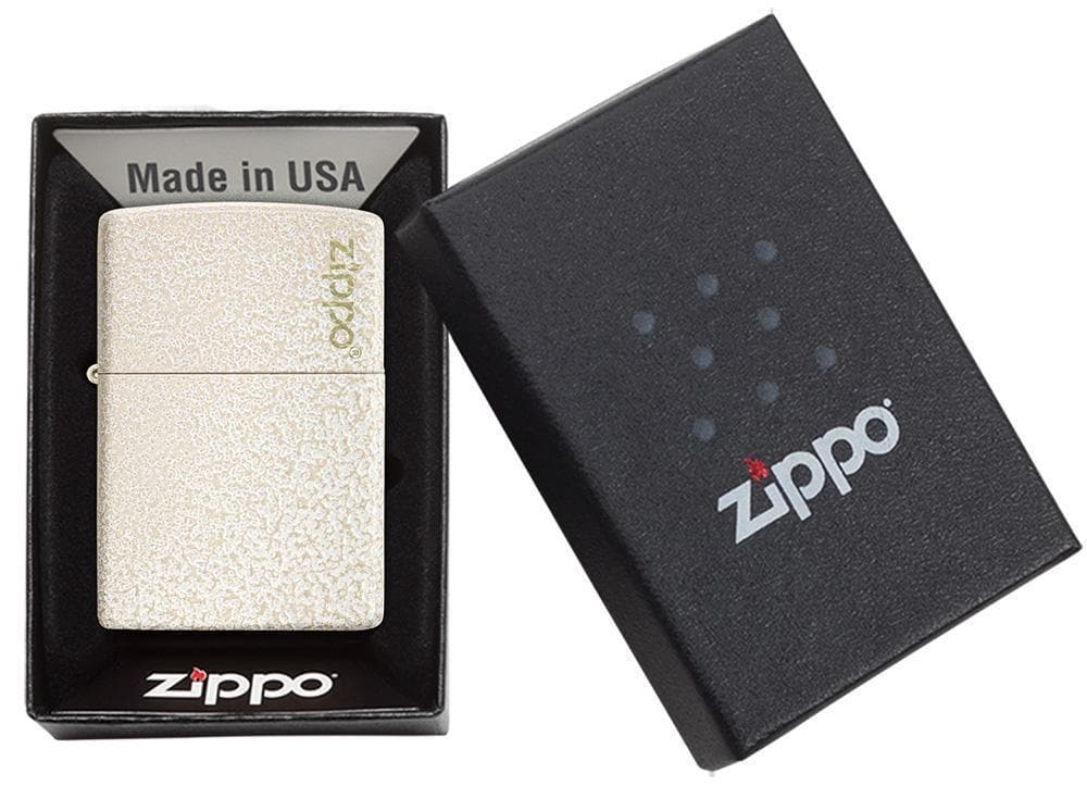 Zippo 49181ZL Classic Mercury Glass With Zippo Logo Windproof Lighter, Classic Model, White - OUTBACK