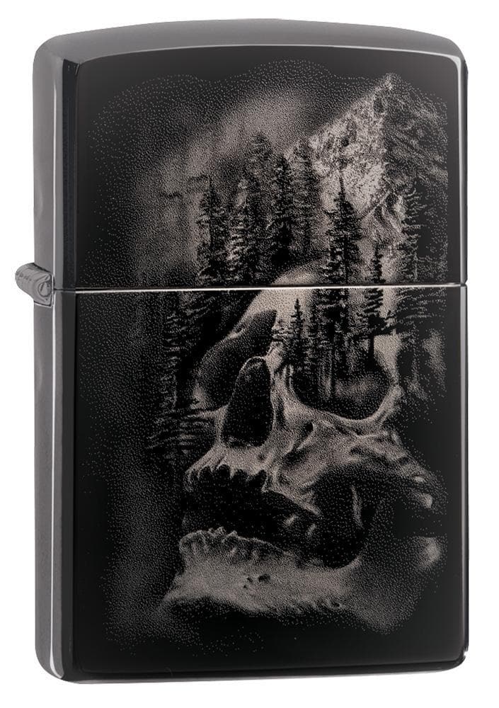 Zippo 49141 150 Skull Mountain Design Black Ice Windproof Lighter, Classic Model, Black - OUTBACK