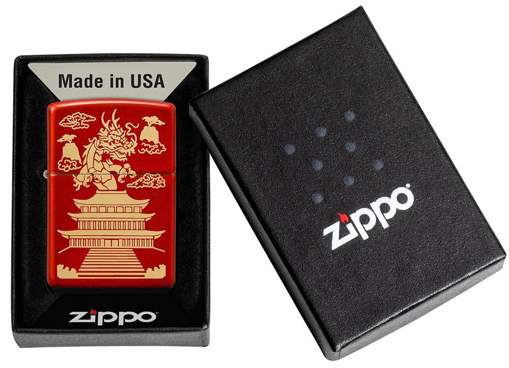 Zippo 49517 49475 Eastern Design Dragon Design Metallic Red Windproof Lighter - OUTBACK