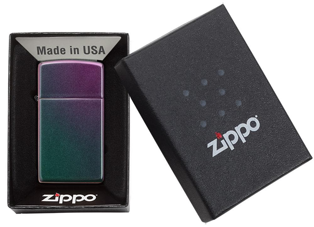 Zippo 49267 Slim Iridescent Windproof Lighter, Slim Model, Multi-colour - OUTBACK