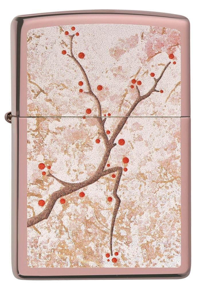 Zippo 49486 49190 Eastern Design Cherry Blossom High Polish Rose Gold Windproof Lighter - OUTBACK