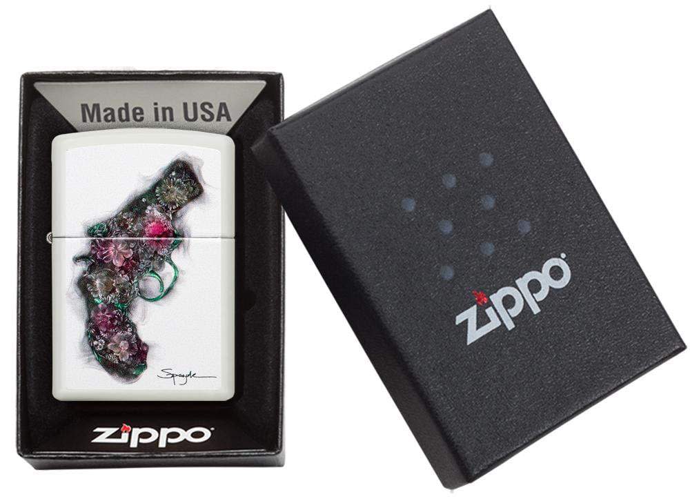 Zippo 29894 214 Spazuk Pistol White Matte Windproof Lighter , Classic Model, White - OUTBACK