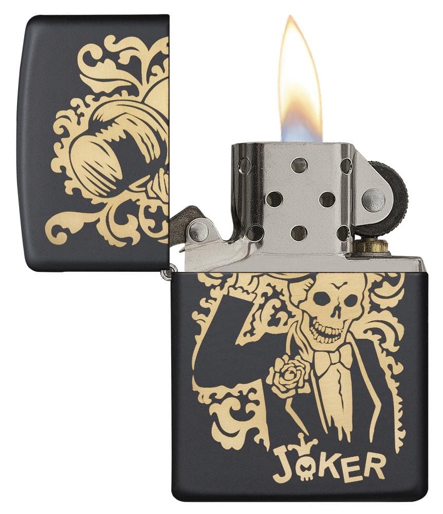 Zippo 29632 218 Bronze Joker Engraved Black Matte Lighter, Classic Model, Black - OUTBACK