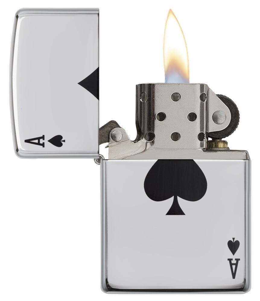 Zippo 24011 250 Simple Spade Design High Polish Chrome Windproof Lighter, Classic Model, Silver - OUTBACK