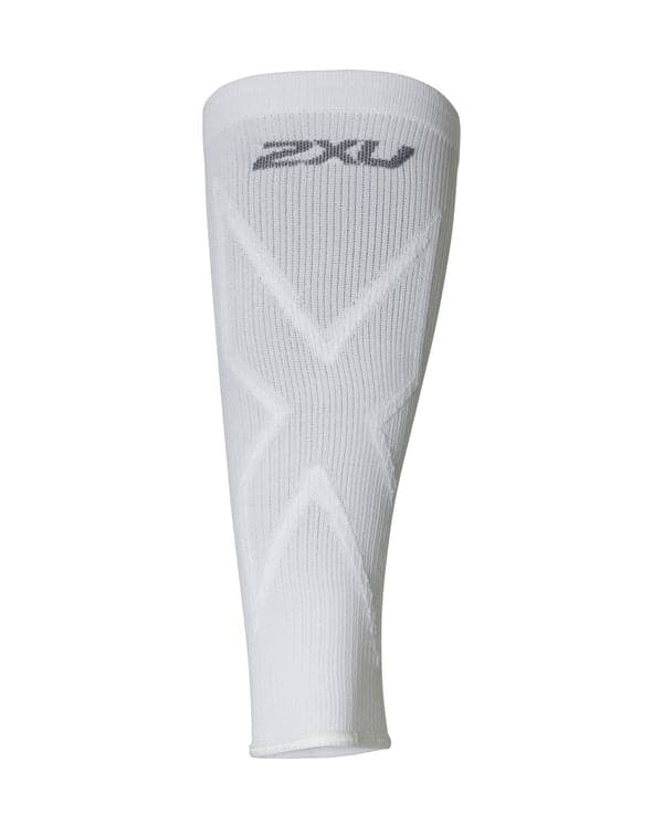 2Xu, X Compression Calf Sleeves X Large, Ua5458B, White/White - Athletix.ae