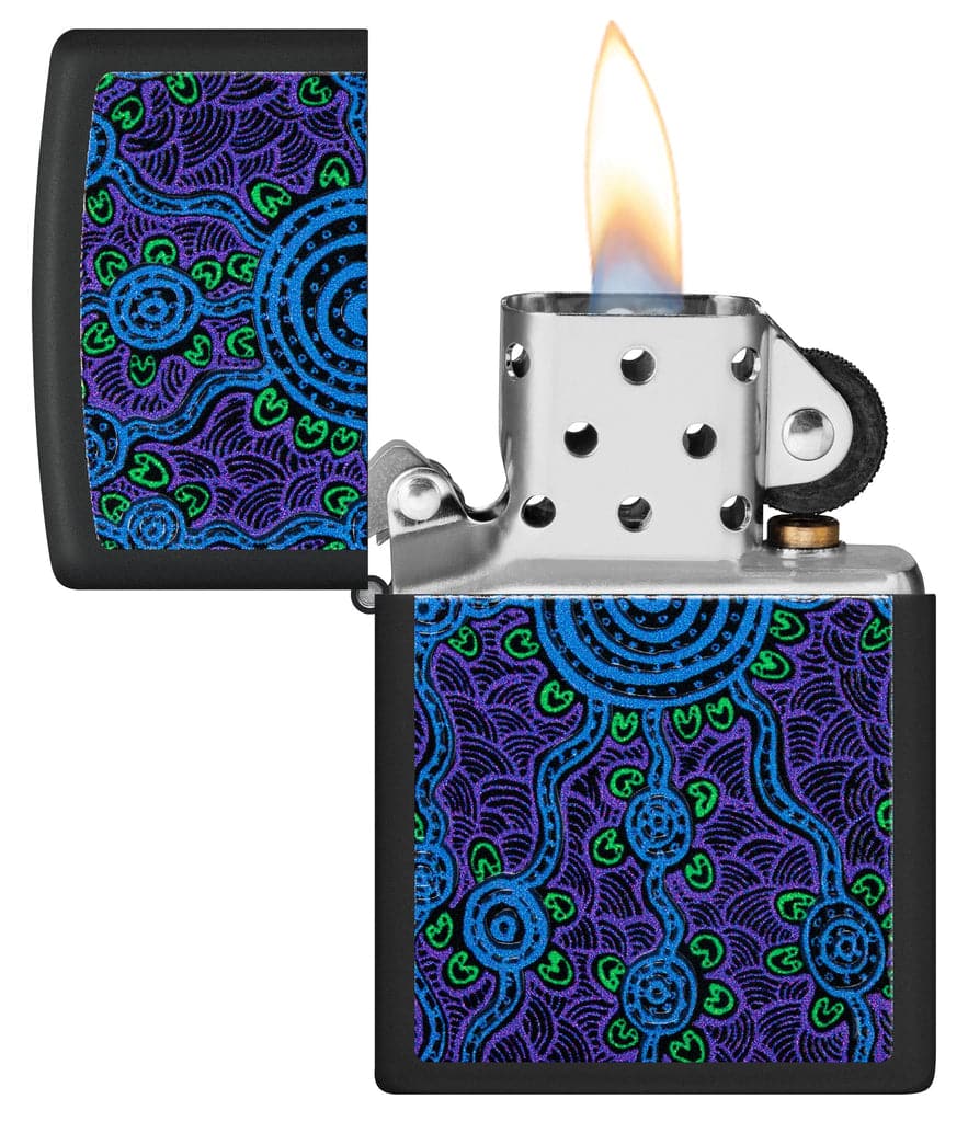 Zippo 48625 218 John Smith Gumbula Black Light Design Black Matte Windproof Lighter - OUTBACK