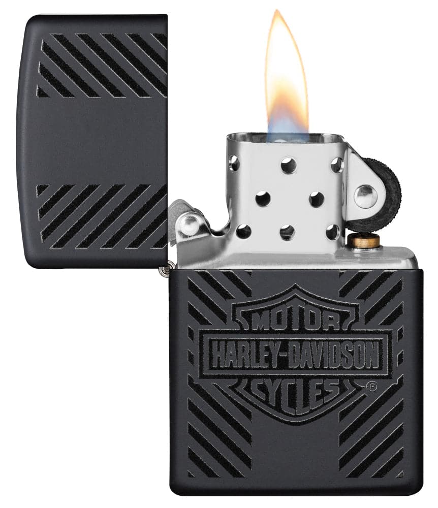 Zippo 49174 Harley Davidson Classic Logo Black Matte Windproof Lighter, Classic Model, Black - OUTBACK