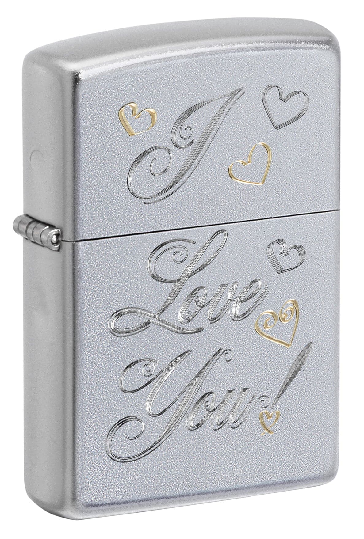 Zippo AE400432 205 I Love You Satin Chrome Windproof Lighter, Classic Model, Silver - OUTBACK