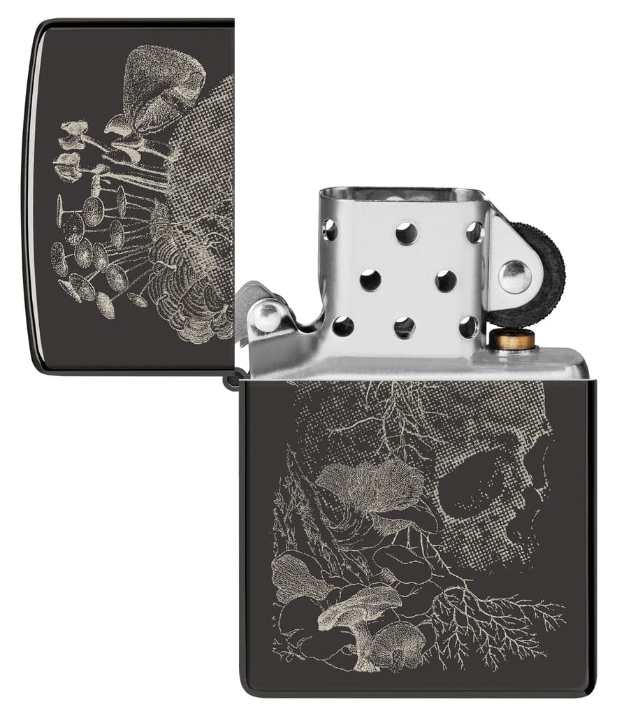 Zippo 48590 24756 Skull Mushroom Design High Polish Black Windproof Lighter - OUTBACK