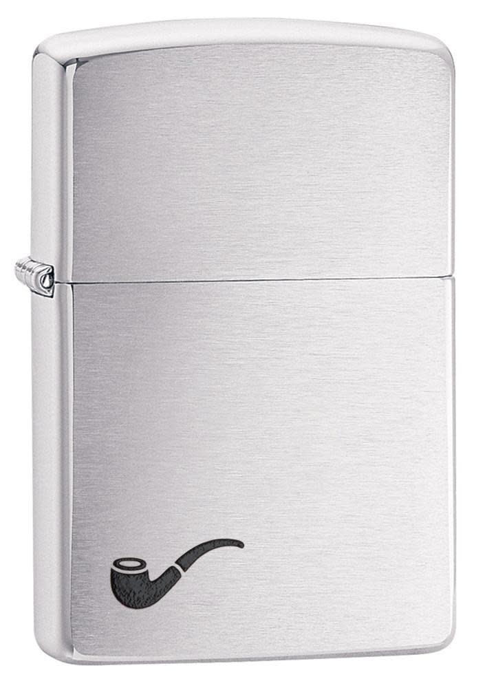 Zippo 200PL Classic Pipe Brushed Chrome Windproof Lighter, Classic Model, Silver - OUTBACK