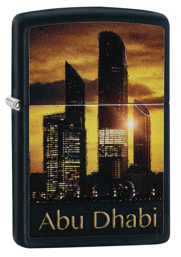 Zippo CI412380 218 Abudhabi Skyline Design Black Matte Windproof Lighter, Middle East Model, Black - OUTBACK