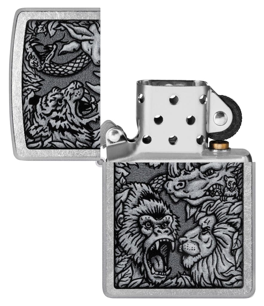 Zippo 48567 207 Jungle Design Street Chrome Windproof Lighter - OUTBACK