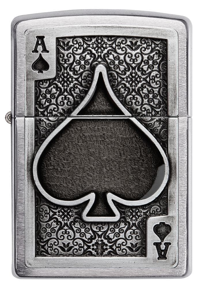 Zippo 49637 200 Ace Of Spades Emblem Brushed Chrome Windproof Lighter - OUTBACK