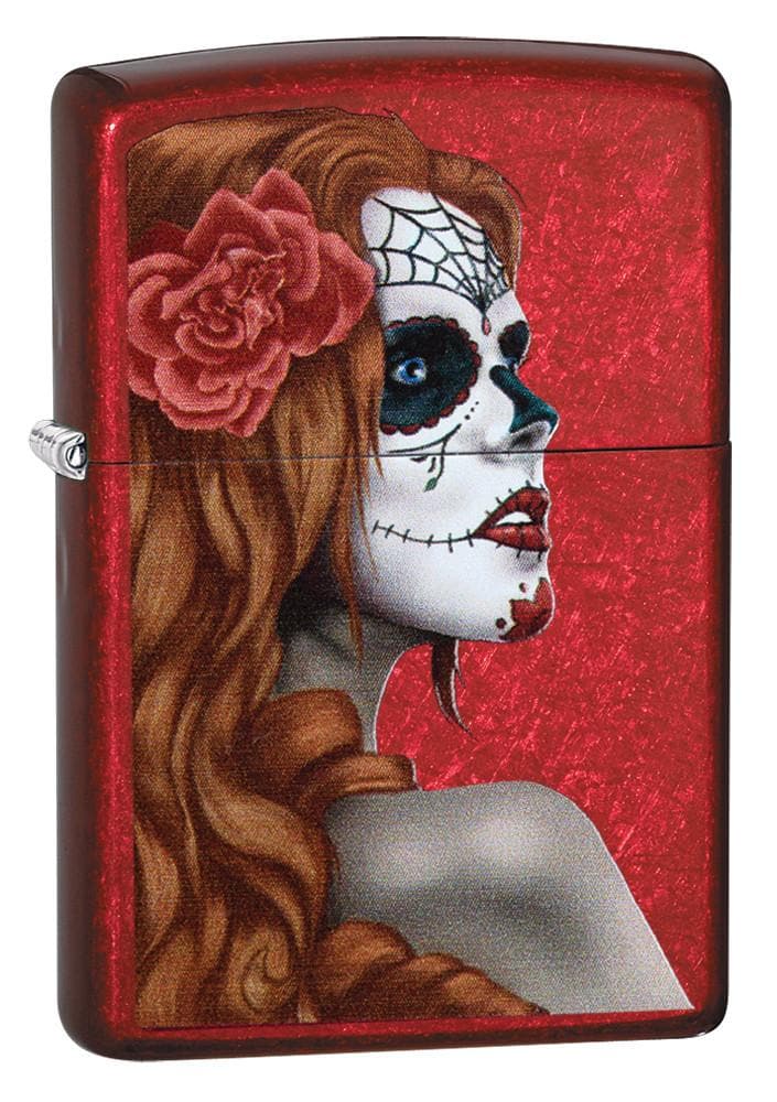 Zippo 28830 Day of the Dead Girl Candy Apple Red Windproof Lighter, Classic Model, Red - OUTBACK