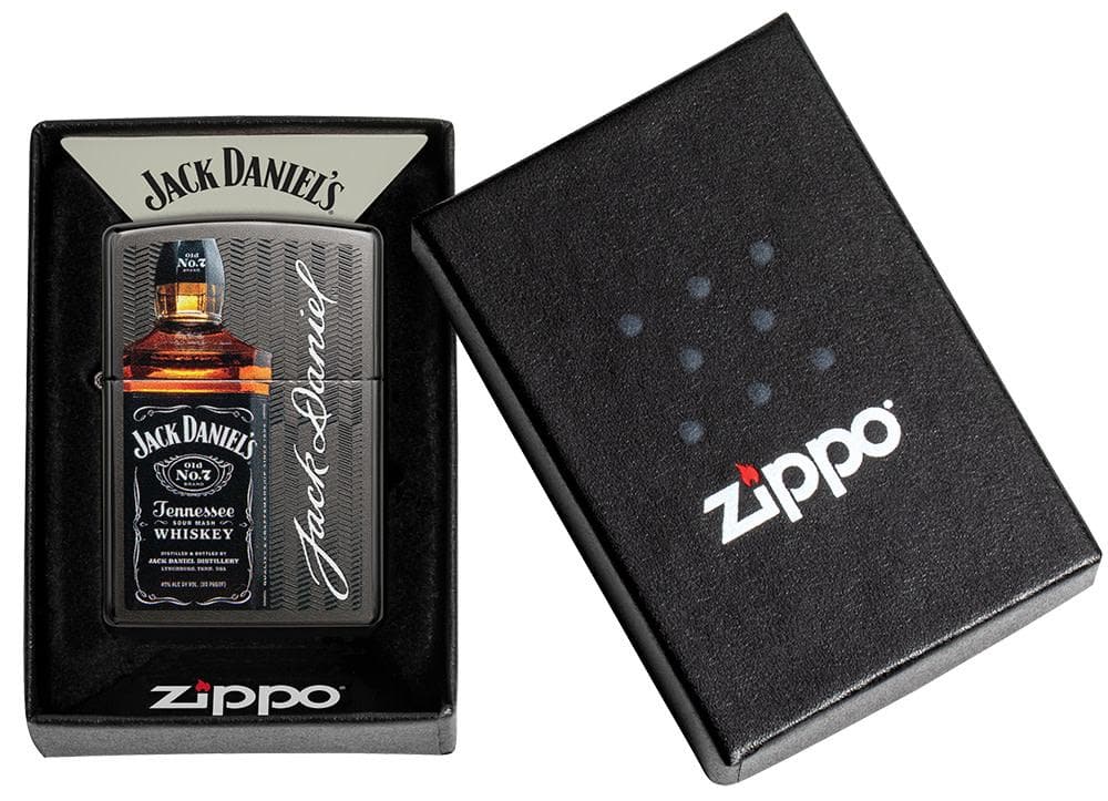 Zippo 49321 28378 Jack Daniel's Logo and Bottle Grey Windproof Lighter, Classic Model, Grey - OUTBACK