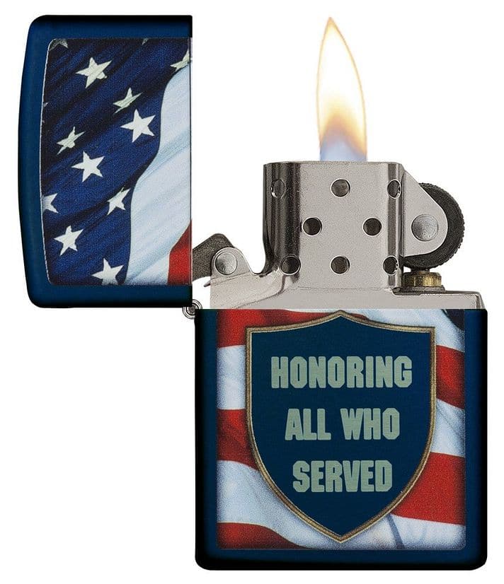 Zippo 29092 All Who Served Navy Matte Windproof Lighter, Classic Model, Blue - OUTBACK