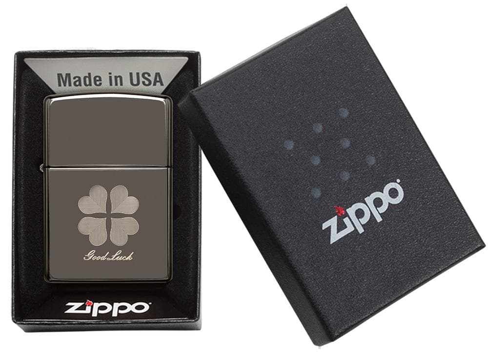 Zippo 49120 150 Good Luck Design Black Ice Windproof Lighter, Classic Model, Black - OUTBACK