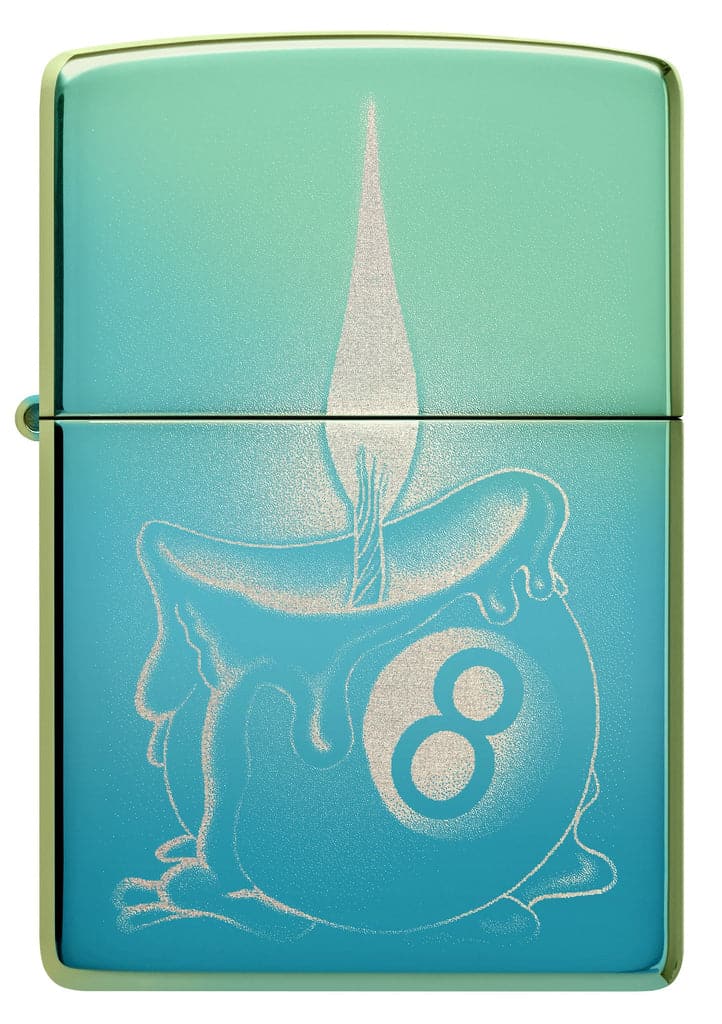 Zippo 48615 49191 Eight Ball Tattoo Design High Polish Teal Windproof Lighter - OUTBACK