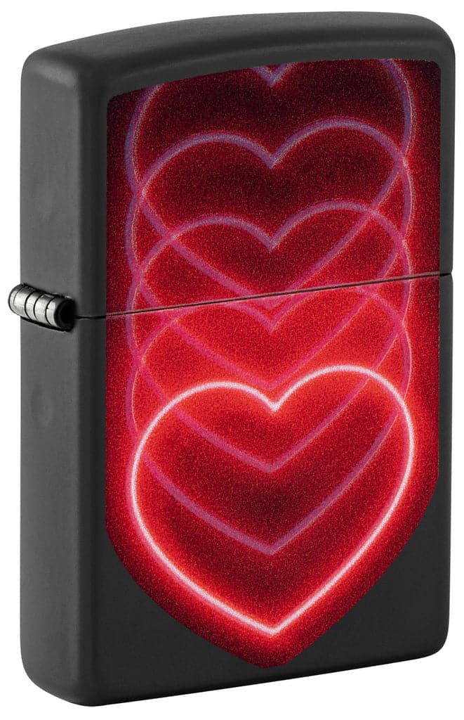 Zippo 48593 218 Black Light Heart Design Black Matte Windproof Lighter - OUTBACK