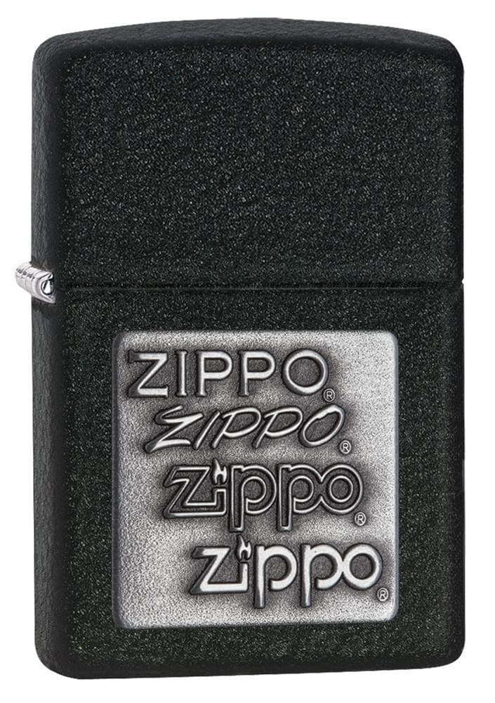 Zippo 363 Black Crackle Silver Zippo Logo Windproof Lighter, Classic Model, Black - OUTBACK