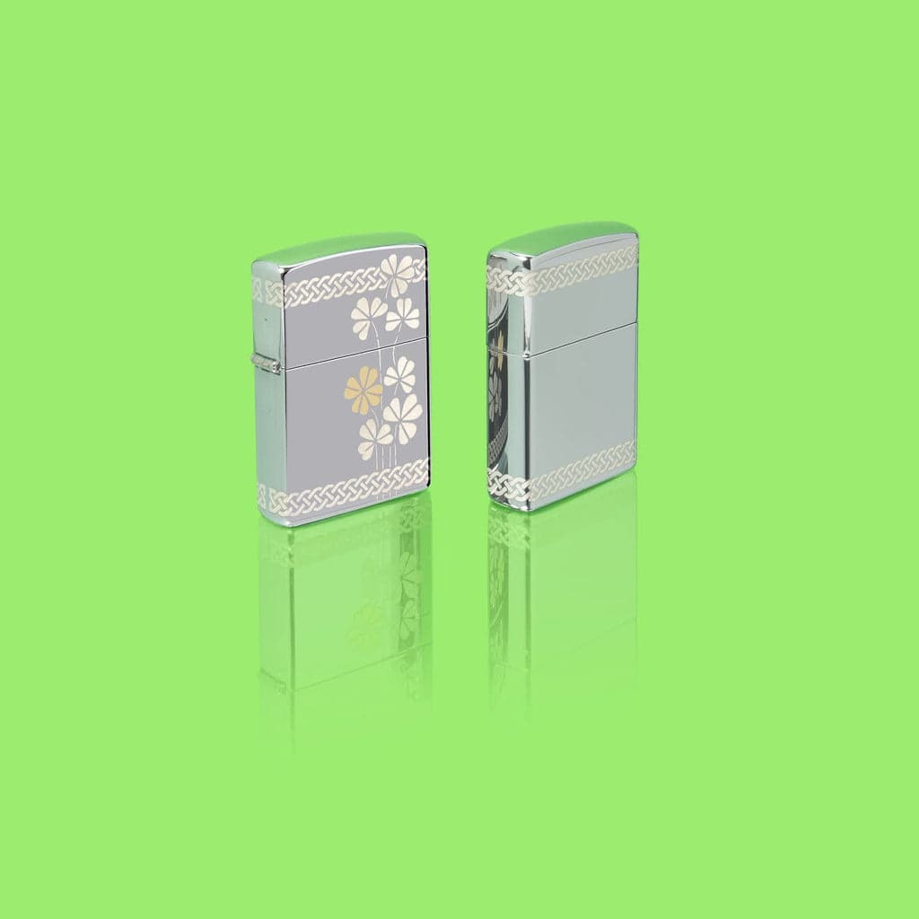 Zippo 48586 250 Clover Design Laser 360° High Polish Chrome Windproof Lighter - OUTBACK